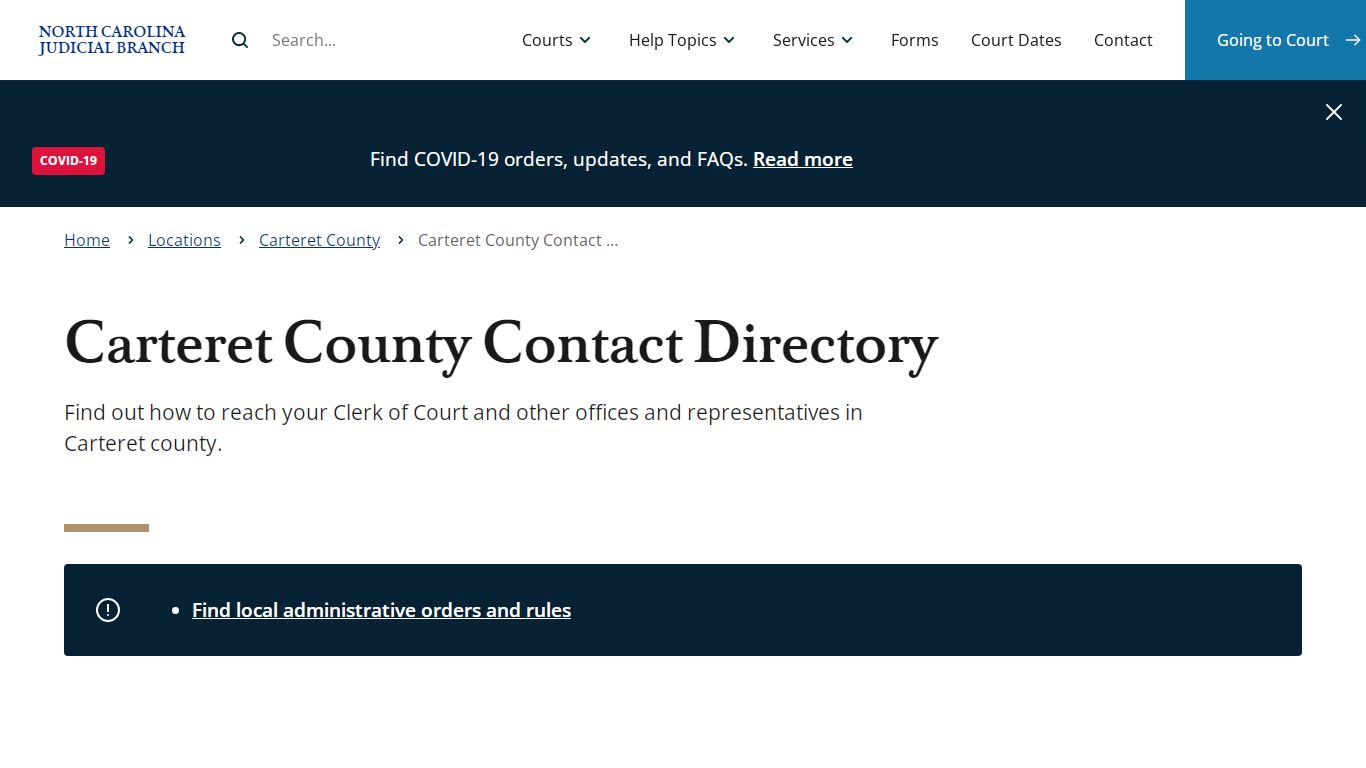 Carteret County Contact Directory | North Carolina Judicial Branch